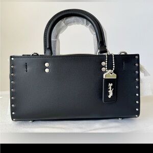 Coach Black Satchel with Silver Accents